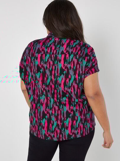 Curve Brushstroke Camo Blouse