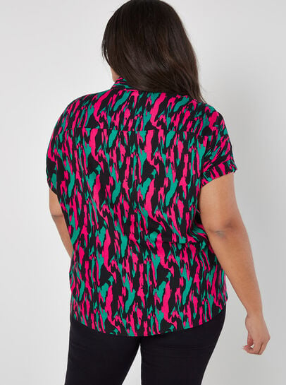 Curve Brushstroke Camo Blouse