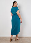 Curve Textured Wrap Midi Dress, Blue, large