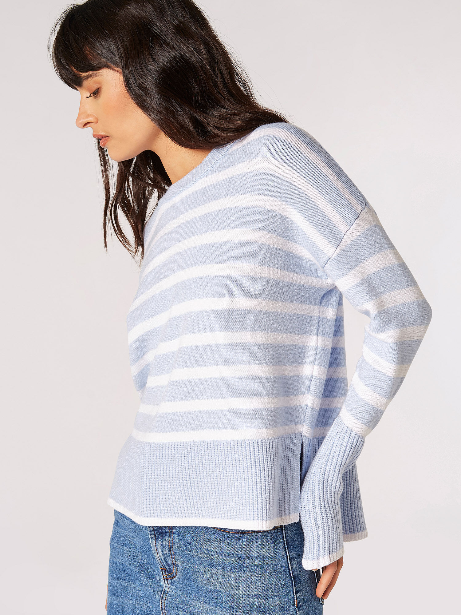 Split Hem Stripe Knitted Jumper | Apricot Clothing Split Hem Stripe Knitted Jumper | Apricot Clothing