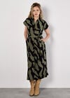 Zebra Print Shirt Midi Dress, Khaki, large