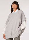 Oversized Poncho Jumper, Grey, large