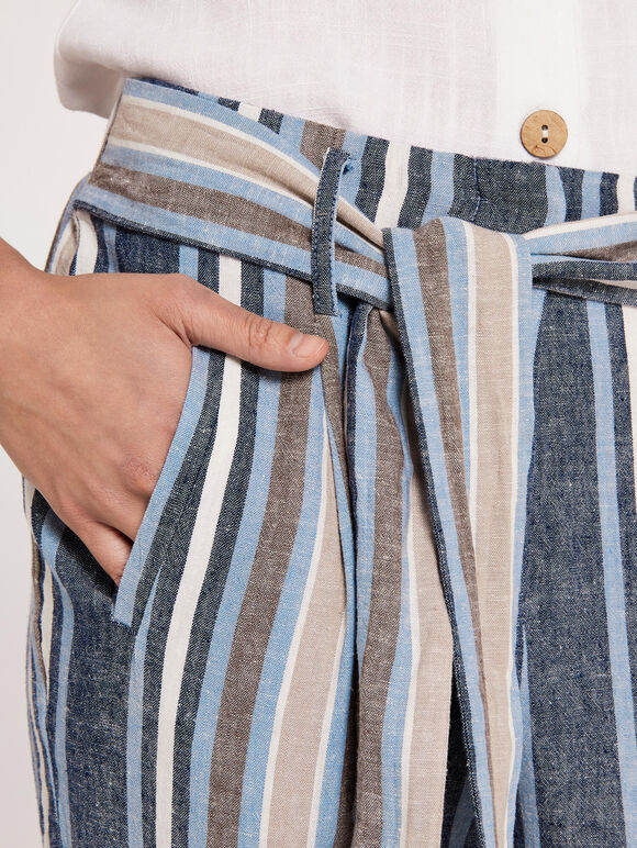 Chambray Stripe Trousers, Blue, large