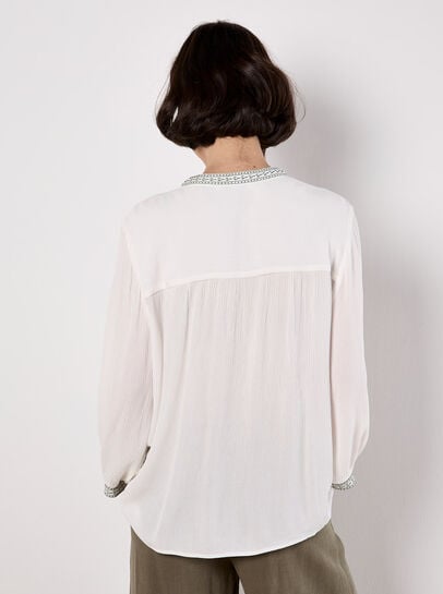 Embroidered Tassel Top