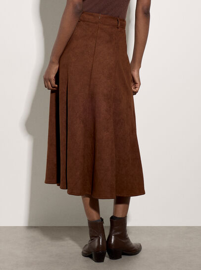 Suedette A-Line Midi Skirt