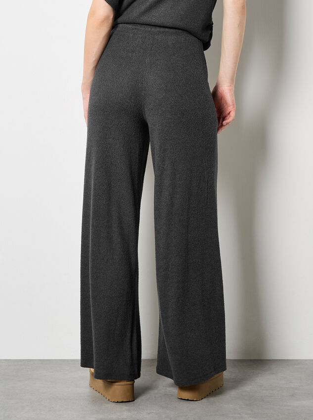 Soft Knit Wide Leg Trousers, Dark Grey - Charcoal, large