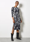 Brushstroke Knitted Midi Dress, Blue, large