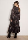 Metallic Shimmer Floral Silhouette Midi Dress, Black, large