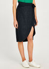 Jacquard Wrap Skirt, Navy, large