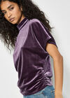 Velvet Ruched Side Top, Purple, large