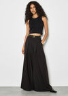 Super Wide Leg Pleat Tailored Trousers, Black, large