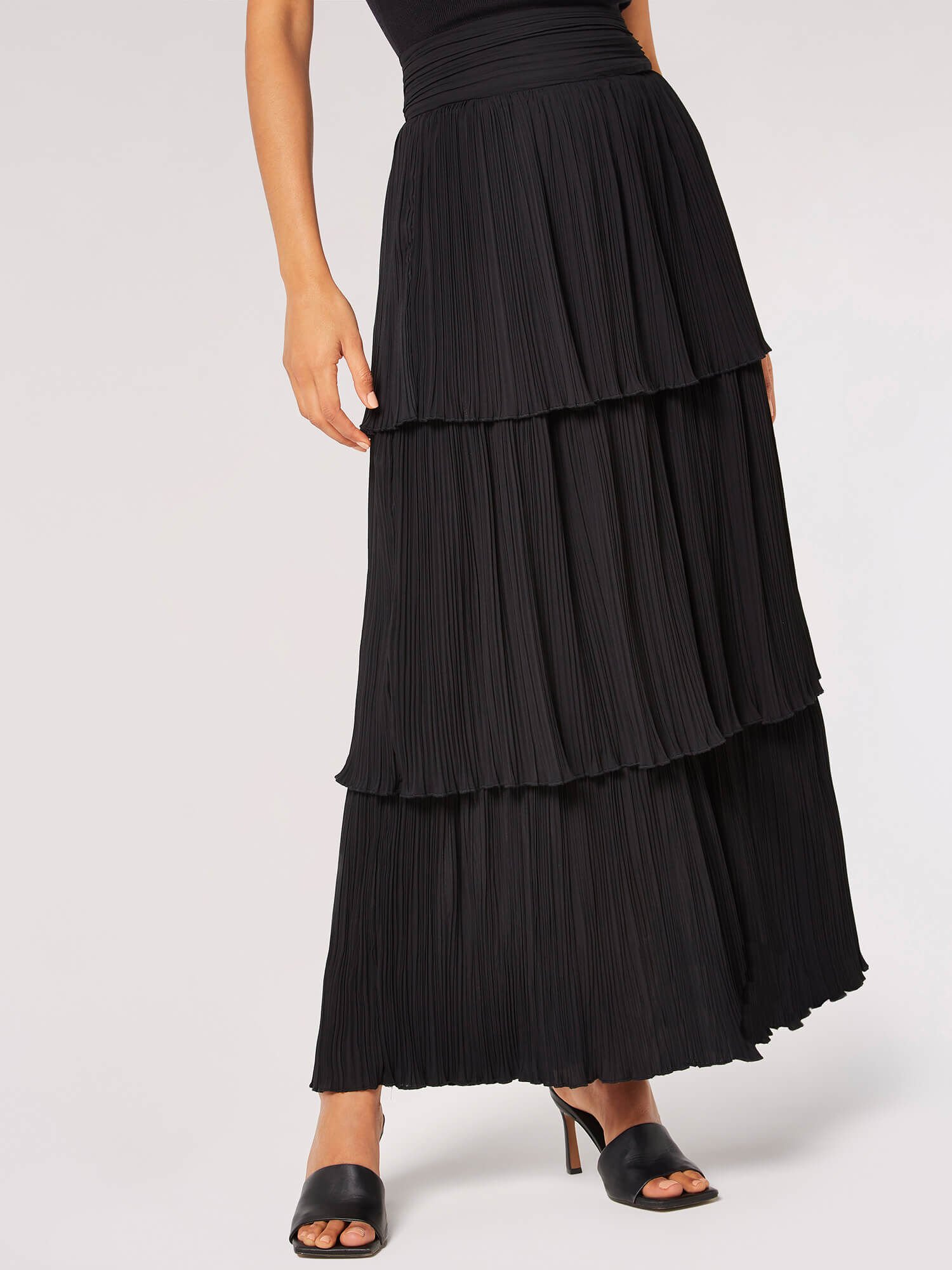 Jupe Longue A Volants En Coton Plisse Vetements Apricot