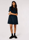 Tartan Check Swing Mini Dress, Navy, large