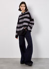 Hooded Stripe Tunic Jumper, Grey, large