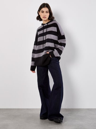 Hooded Stripe Tunic Jumper