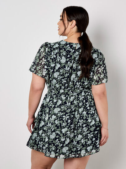 Watercolour Rose Tiered Mini Dress