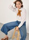 Embroidered Leaf Chiffon Blouse, Cream, large