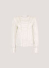 Cotton Embroidered Ruffle Shirt, White, large