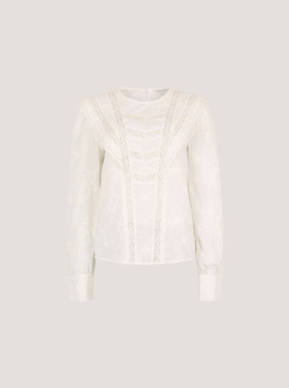 Cotton Embroidered Ruffle Shirt