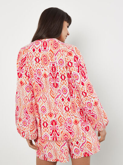 Ikat Print Oversized Blouse