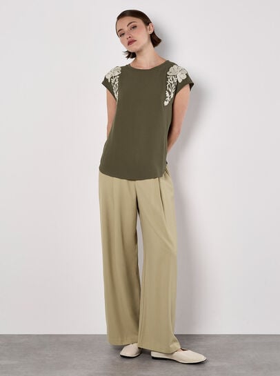 Floral Embroidered Crepe Top