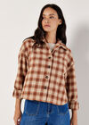 Cropped Check Shacket, Rust, large