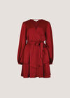 Satin Wrap Mini Dress, Burgundy, large