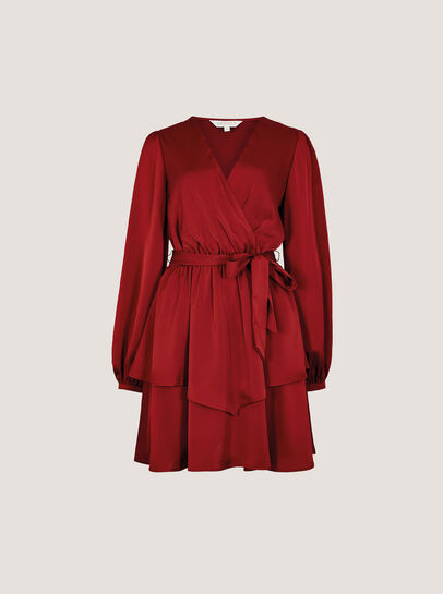 Satin Wrap Mini Dress