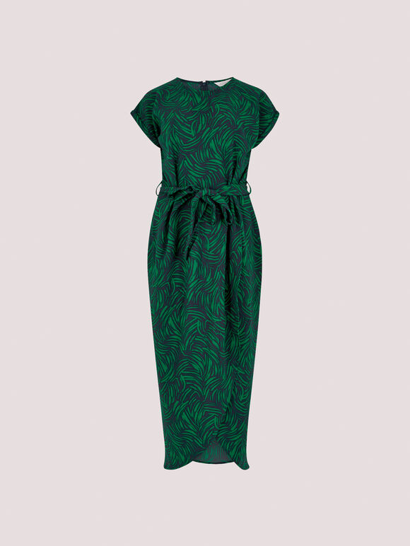 Brushstroke Print  Midi Dress, Navy, large