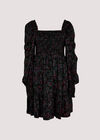 Paisley Milkmaid Mini Dress, Black, large