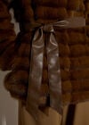 Faux Fur Panel Belted Coat, Brown, large