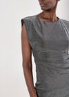 Ruched Sparkle Bodycon Mini Dress, Silver, large