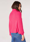 Pull portefeuille côtelé à col bénitier, Fuchsia, grand