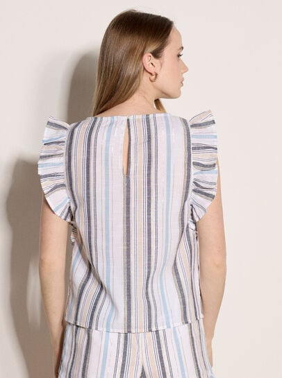 Shimmer Stripe Ruffle Top