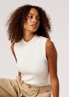 Mock Neck Knitted Top, Cream, large