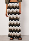 Colourful Waves Crochet Maxi Skirt, Khaki, large