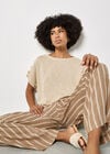 Linen Blend Wide-Leg Stripe Trousers, Stone, large
