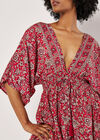 Foil Floral Paisley Satin Maxi Dress, Red, large
