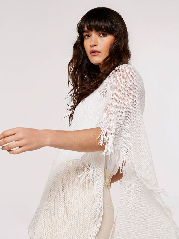 Ladder Back Festival Poncho, Cream, large