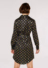Foil Shirt Mini  Dress, Black, large