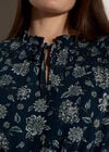 Folk Floral Chiffon Mini Dress, Navy, large