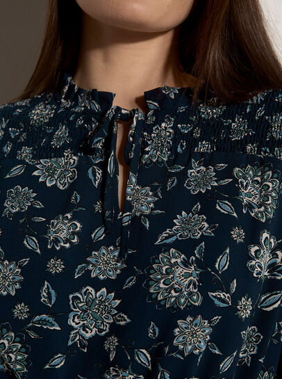 Folk Floral Chiffon Mini Dress