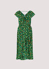 Floral Ruffle Midi Dress, Green, large