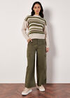 Crochet Stripes Panel Jumper, Stone, large