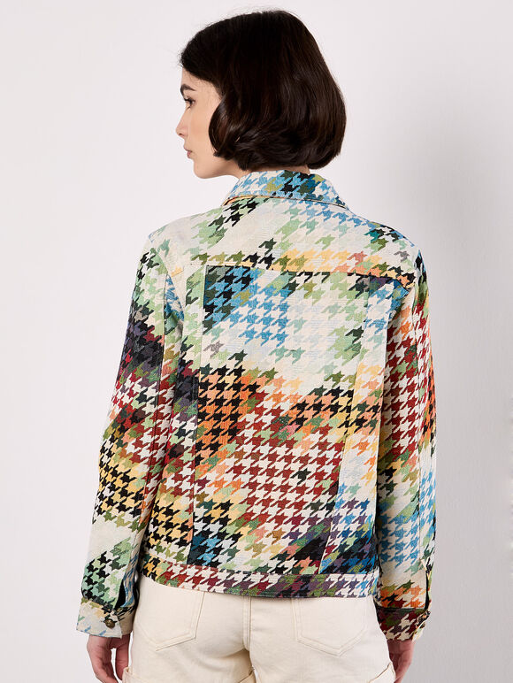 Colourful Dogtooth Jacket, Navy, large