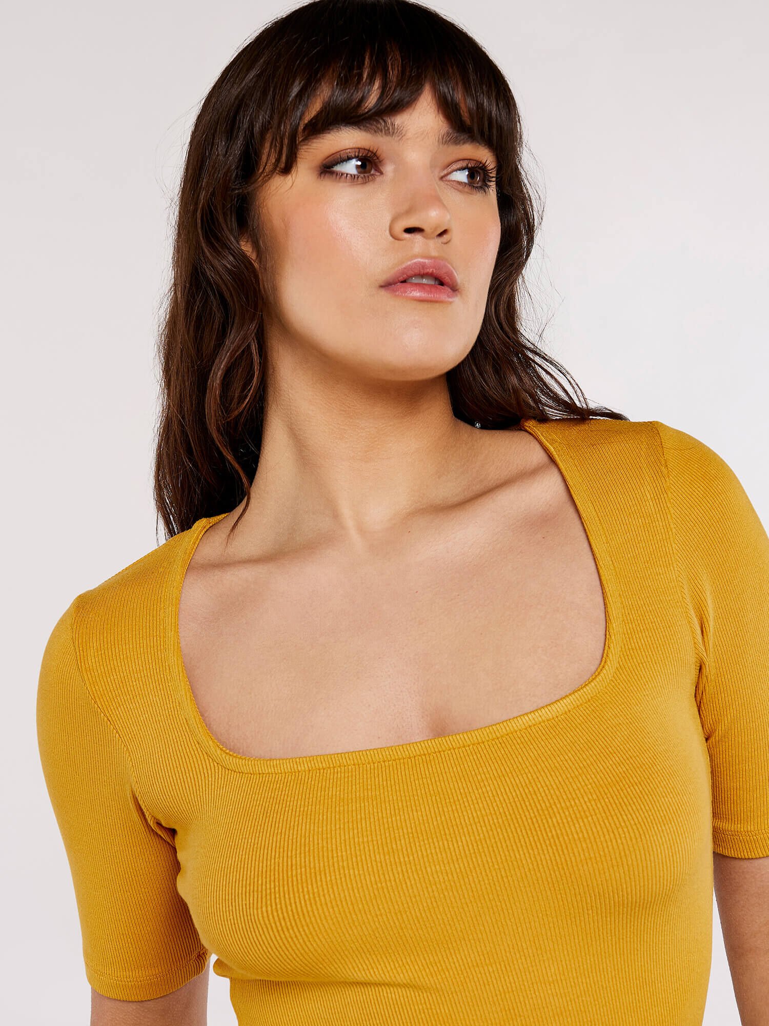 Yellow square neck top top