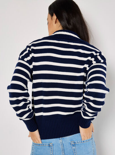 Zip Neck Stripe Jumper