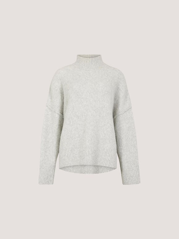 Brushed High-Low Oversized Jumper, White, large