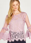 Corded Lace Bell Sleeve Top, Lilac, large