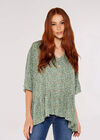 Scattered Dots Peplum Top, Green, large